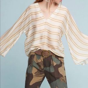 Anthropologie Gold & White Blouse